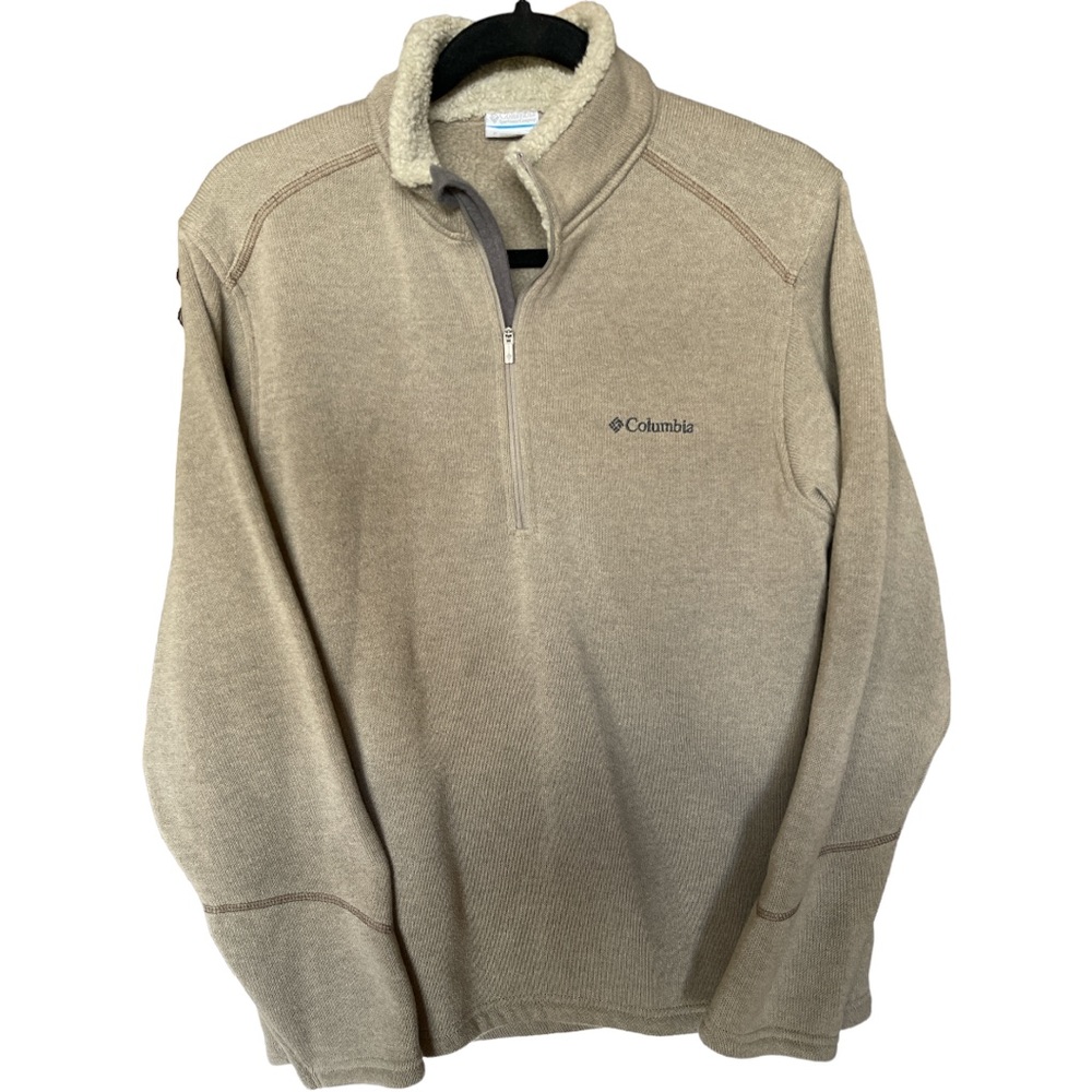 Men's Columbia 1/2 Zip Pullover Fleece Lined Sweater-Jacket Sz S Casual EUC